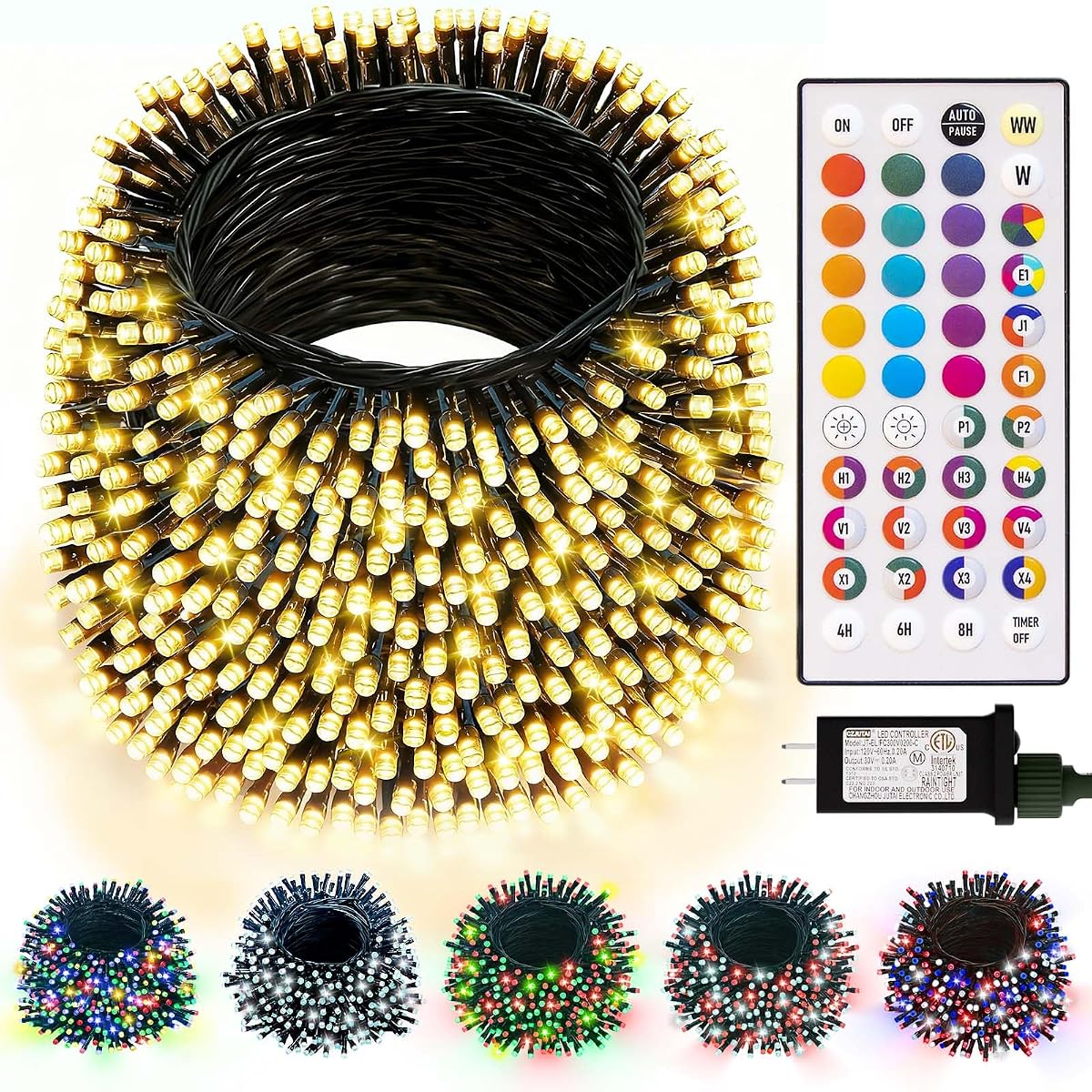 Lithome 99Ft 300 Led Color Changing Christmas String Lights Outdoor 35 Colors 9