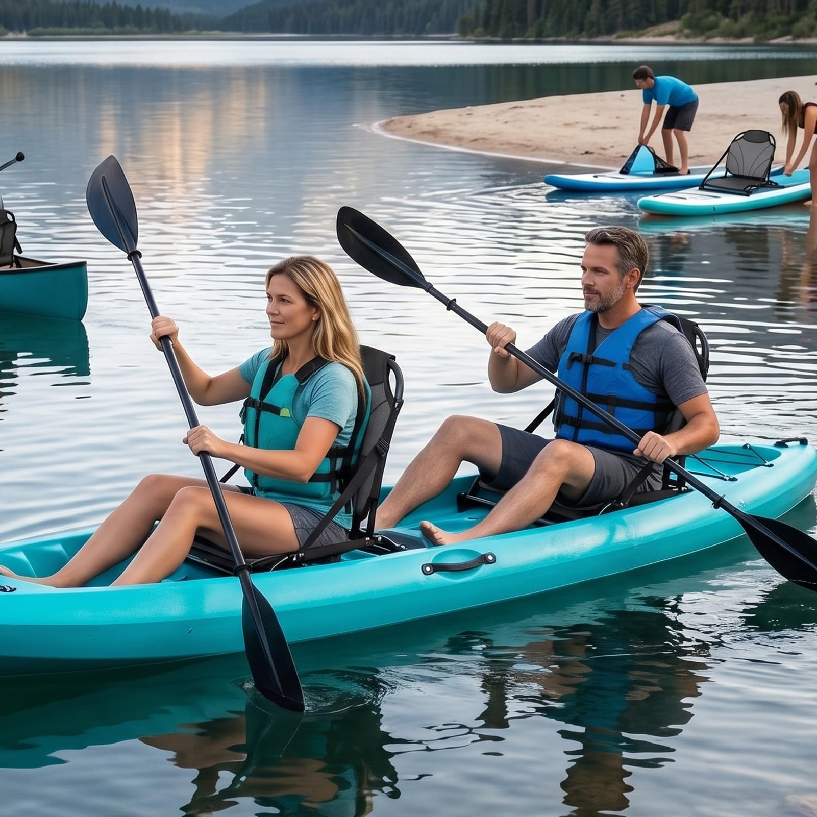 banapoy Aluminiowa Rama Siedzisko Kajakowe, Składane Siedzisko Kajakowe z Regulowanym Paskiem, Paddleboardu ze Składanym Oparciem, do Kajakarstwa, Kajakarstwa, Wioślarstwa