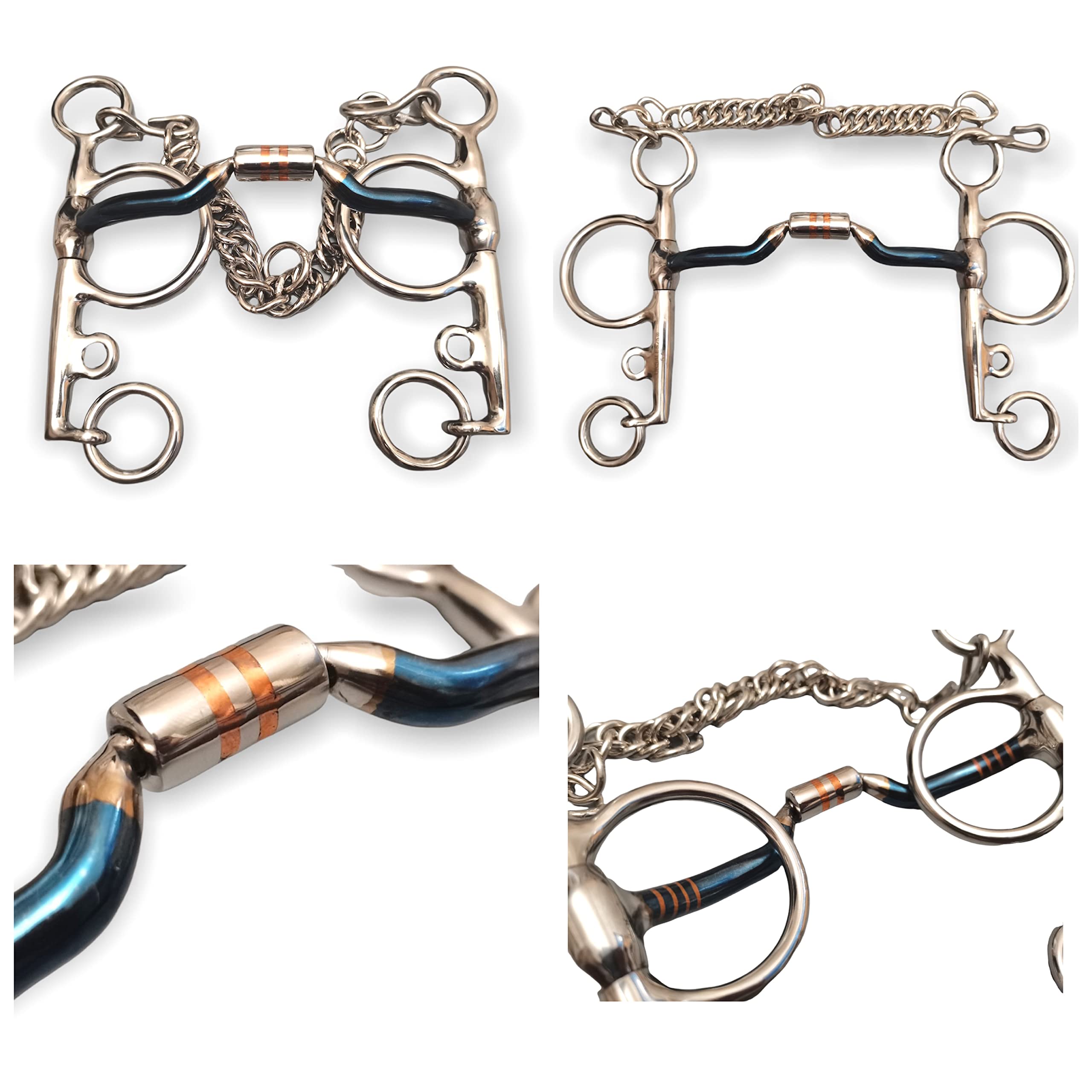 Blue Sweet Iron Western Mouth Pelham Copper Roller(UKSALES25®)*SAME DAY DISPATCH (6.0 INCHES)