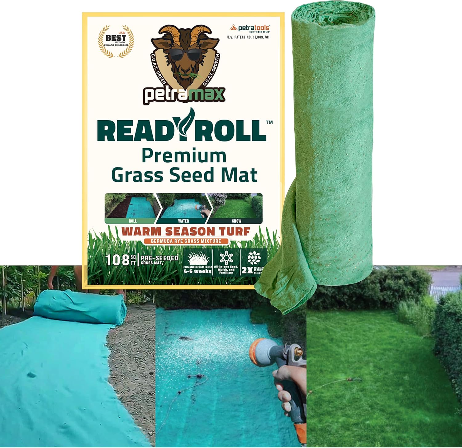 PetraMax Biodegradable Grass Seed Mat Bermuda Grass