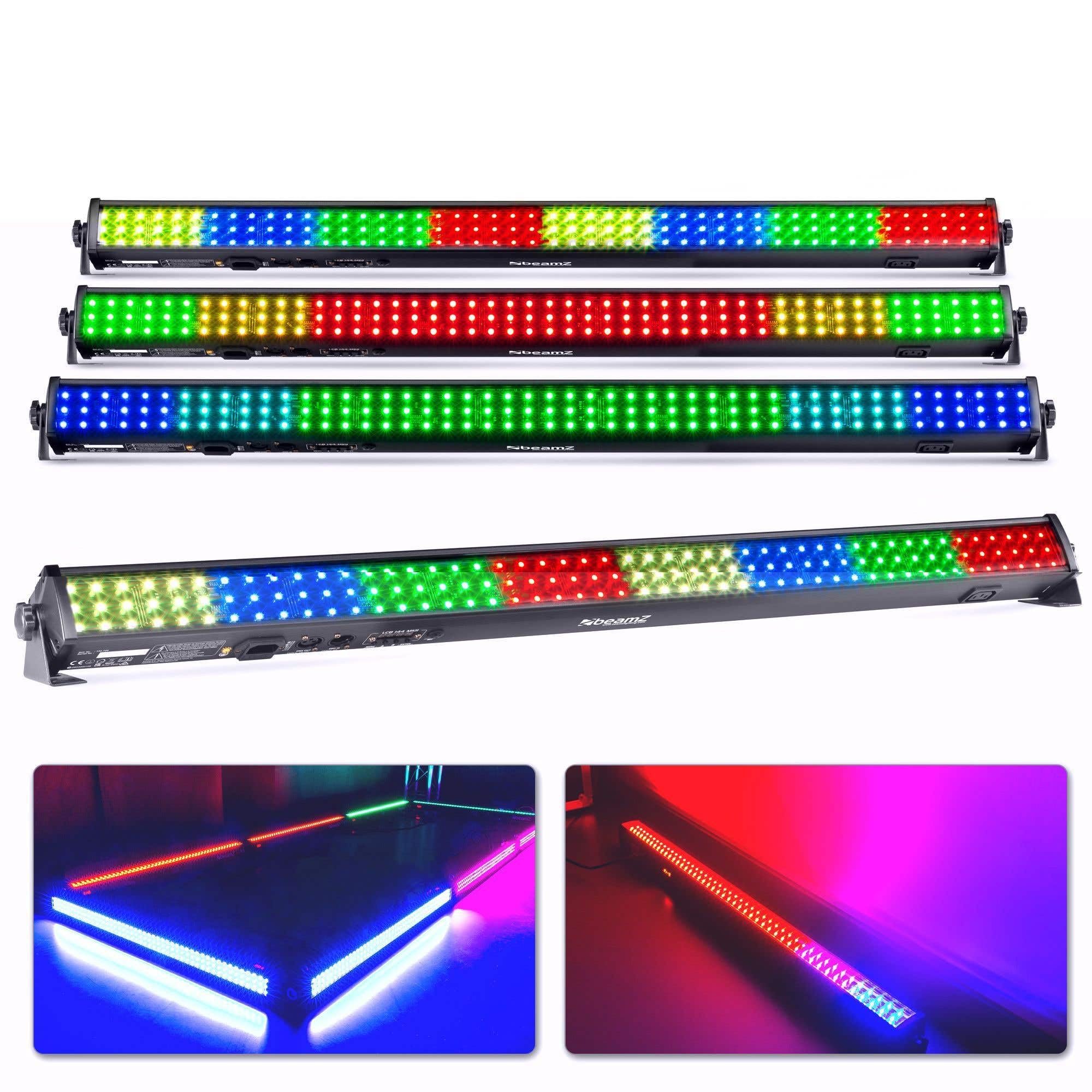 BeamZ LCB144 MKII LED Bar 4er Set, Professionelle Lichtbar, DJ Lichteffekt, DMX, Soundsteuerung, Master-Slave-Funktion, Partybeleuchtung, LED Party Light Show, Inkl. Fernbedienung
