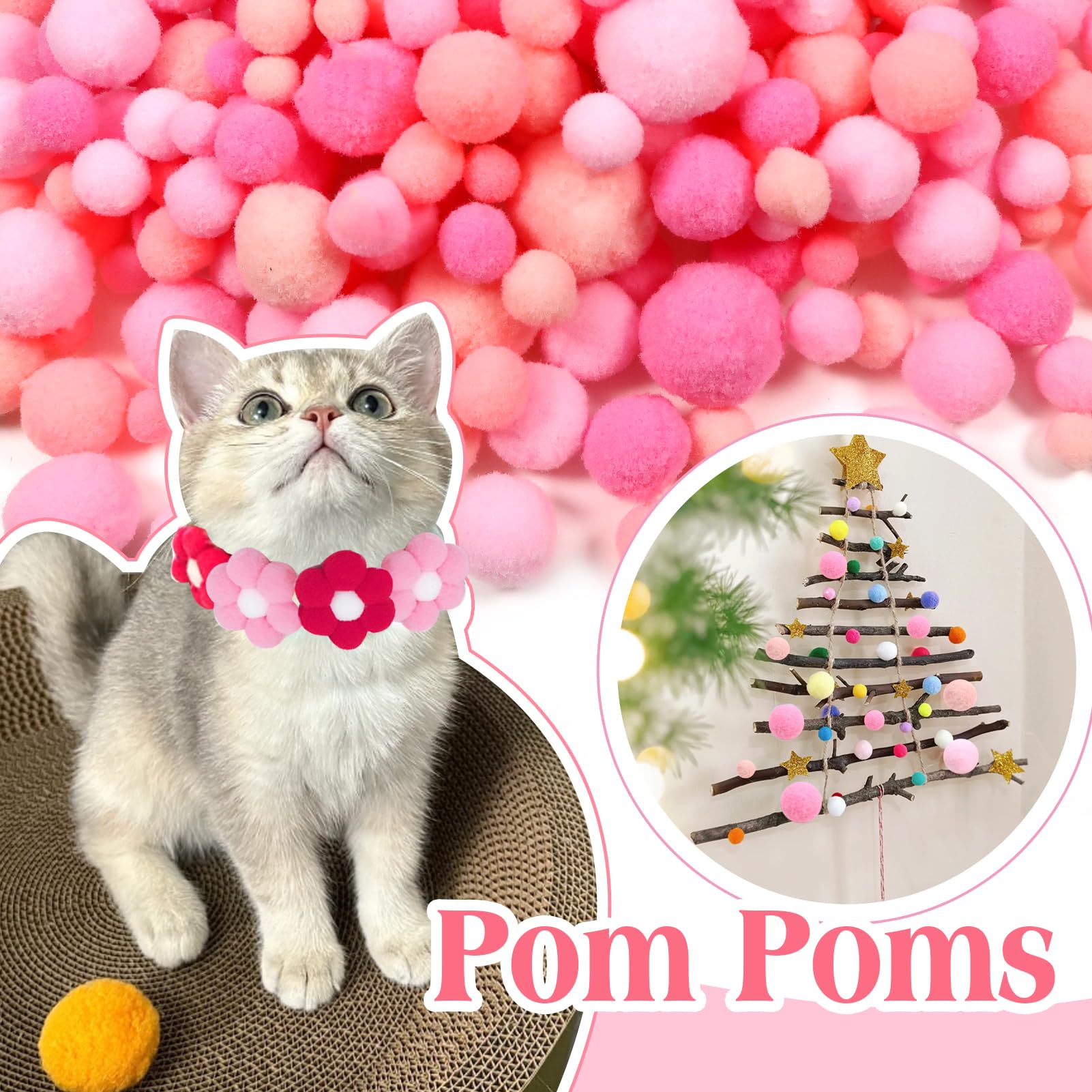 pompom spray sm 100 cm pink - Robert's Collection