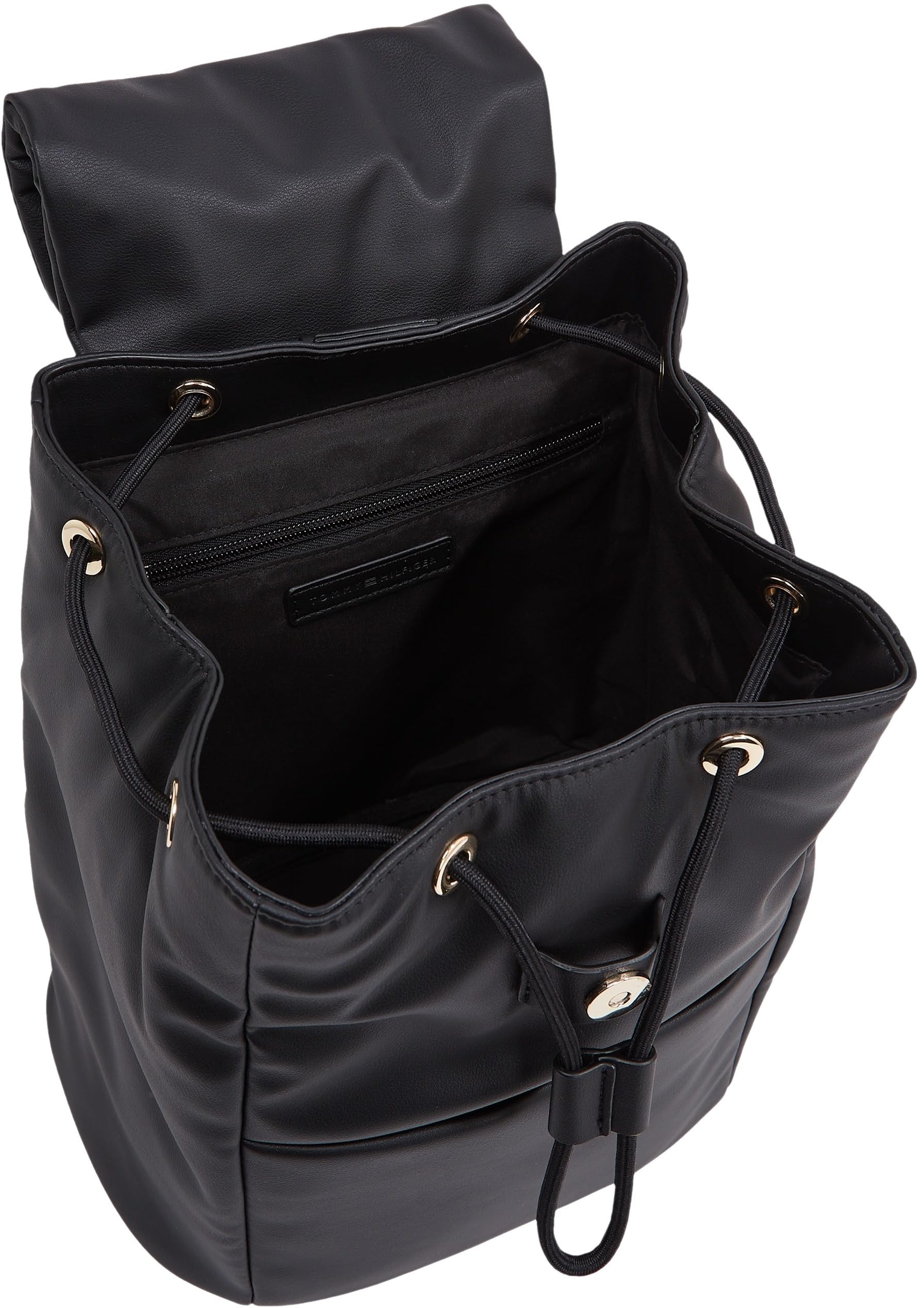 Tommy Hilfiger Donna Zaino Poppy Reform Flap Backpack con Cordoncino, Nero (Black), Taglia Unica