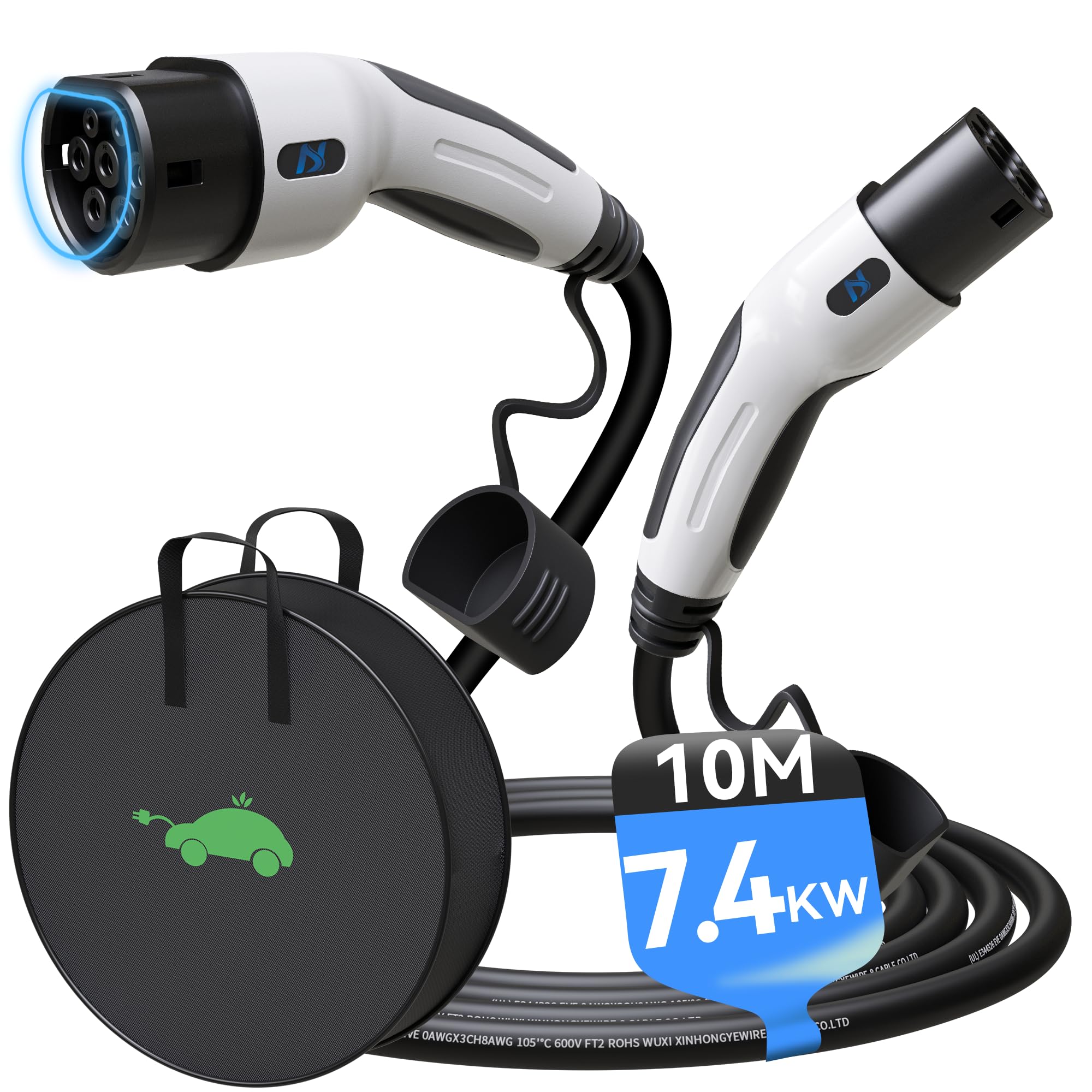 EV Charging Cable Type 1 To Type 2 32A Electric Vehicle Charger Cable 32 A Car Charge Cables Type1 To Type2 EV Connector 5 M cable with Free Carry Bag