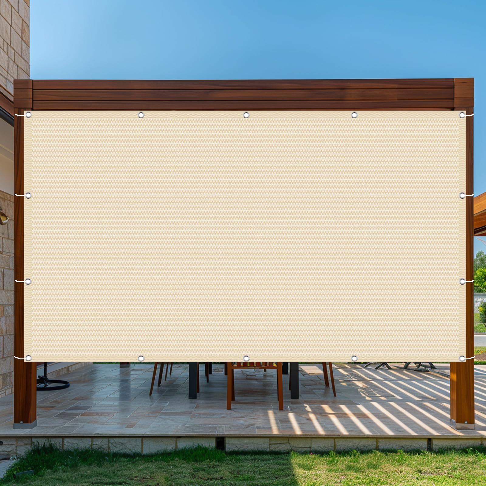 Sonnensegel 150 x 300 cm Hdpe, UV Schutz, Sonnenschutz, Atmungsaktiv, 95% UV Schutz Windschutz, Reißfest, Sonnensegel Nach Maß mit Ösen für Innenhof, Rasen, Außen, Creme Farben