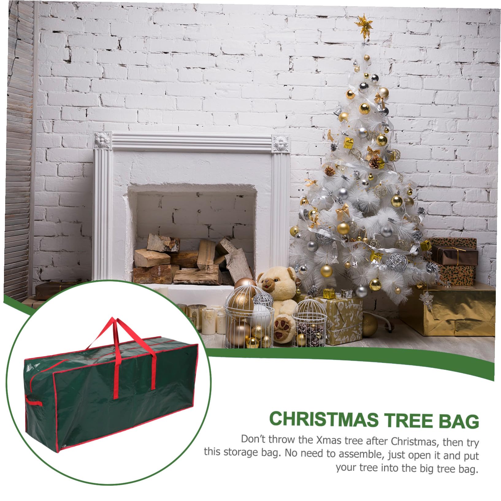 Gatuida Borsa Portaoggetti per Albero di Natale Organizer in Manici Rinforzati Cerniere Doppie Grande Capacità Salvaspazio per Decorazioni Natalizie e Alberi Finti