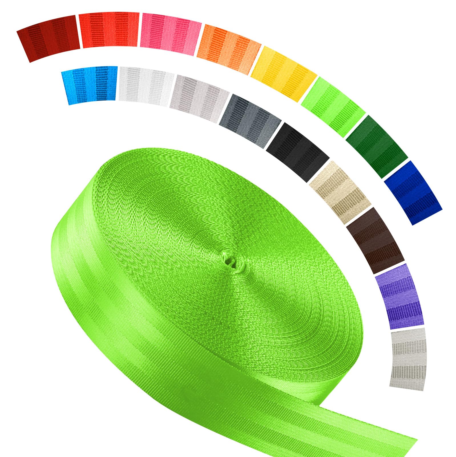Polyester Webbing Strap 16+Colors – 1"&amp;1.5"&amp;1.9" – 16.5 25 33 55 Yards Heavy Duty Webbing Roll, Flat Webbing Strap for Indoor&amp;Outdoor Gear, DIY Crafting, Repairing
