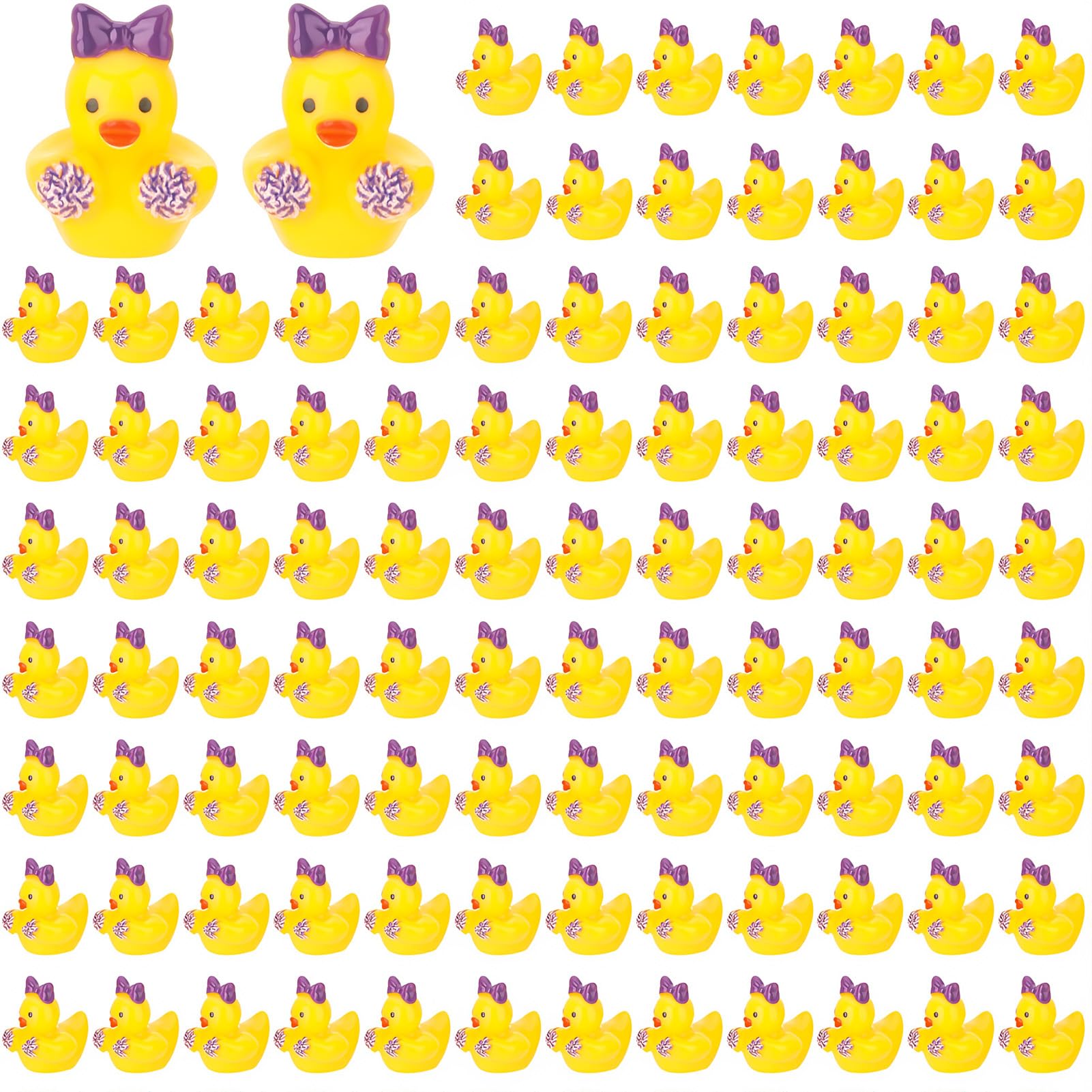 saerryor 100Pcs Mini Ducks,Resin Cheer Ducks,Mini Cheer Duck Figurines for Dollhouse Micro Garden Landscape Decoration Craft Party Favors Toys(Purple)