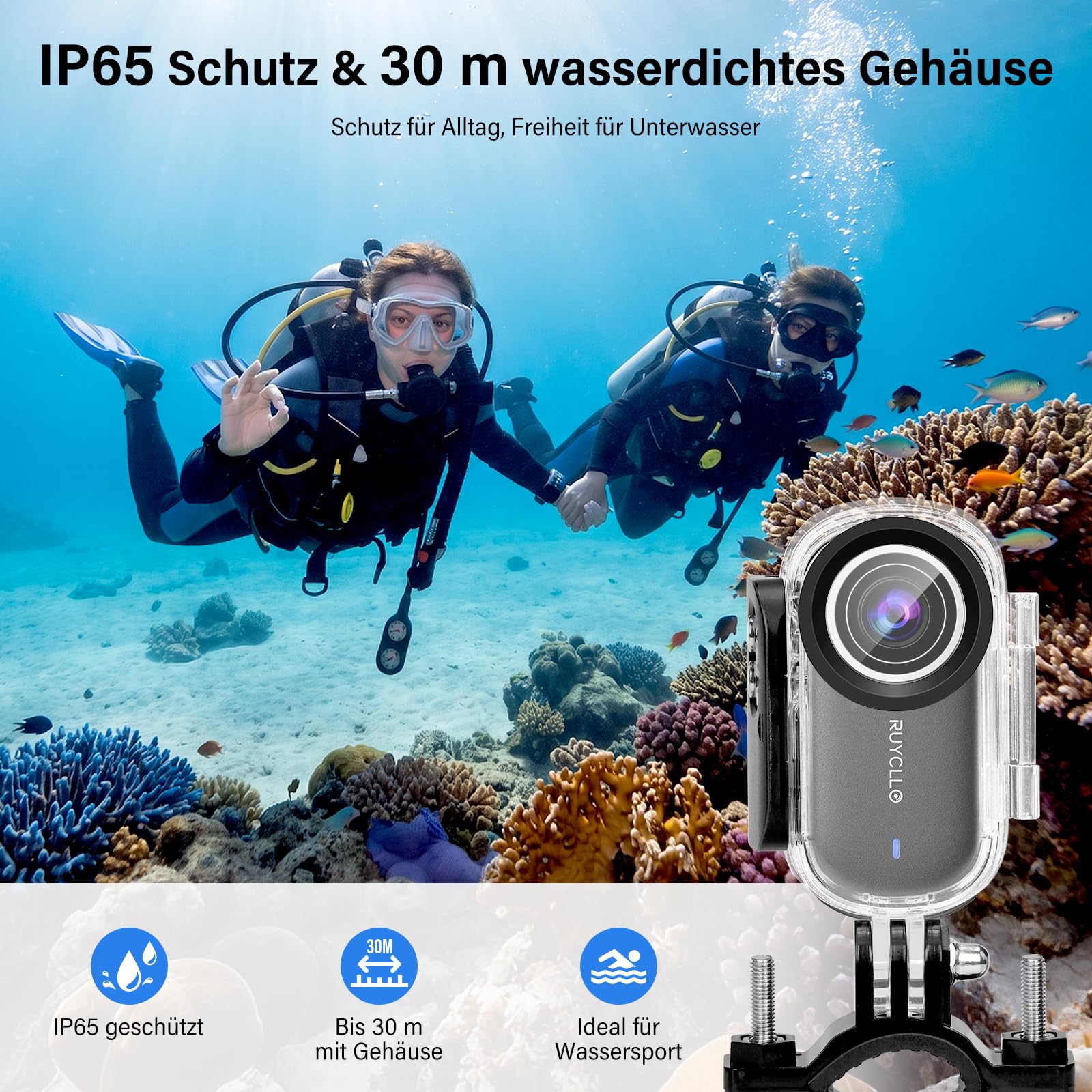 4K Bodycam Action Cam mit 64GB Karte, 6-Achsen EIS Stabilisierung | Mini Kamera HDR, 145° Weitwinkel, WiFi APP, Magnetische Mini Action Cam für POV Aufnahmen, Motorrad, Fahrrad und Reisen