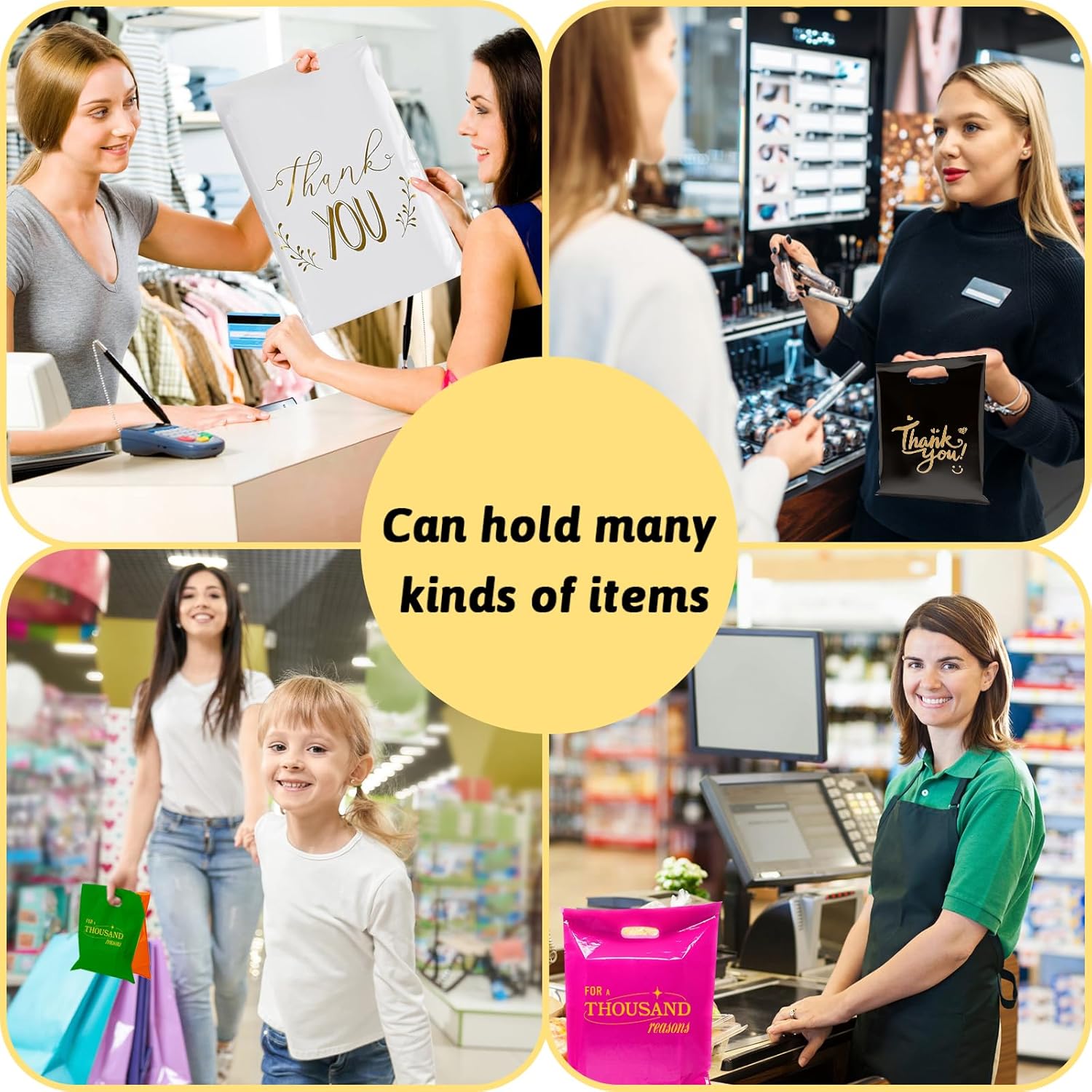 (200) Custom Bags with Logo-Plastic Personalized Gifts Bags for Small Businesses, Clothing Stores, Boutiques, Supermarkets, Retailers, Party Events - Image 6