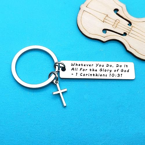 Miniatura 4 de Xiahuyu Llavero cristiano, versículo de la Biblia, regalo de bautismo y comunión, regalos religiosos inspiradores para mujeres y hombres