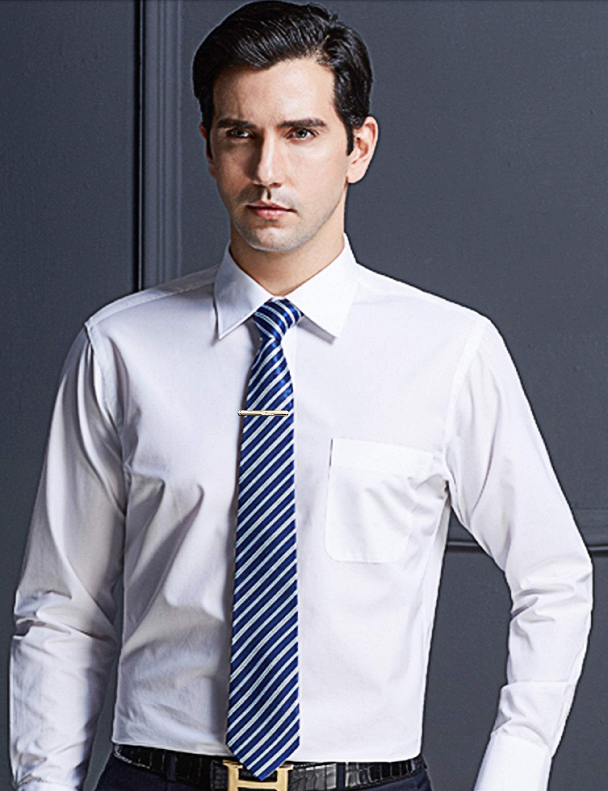 Finrezio 12 pièces Pinces à Cravate pour Hommes Ensemble Pince à Cravate Noire pour Cravates régulières Cravate Mariage Pinces d'affaires avec boîte-Cadeau