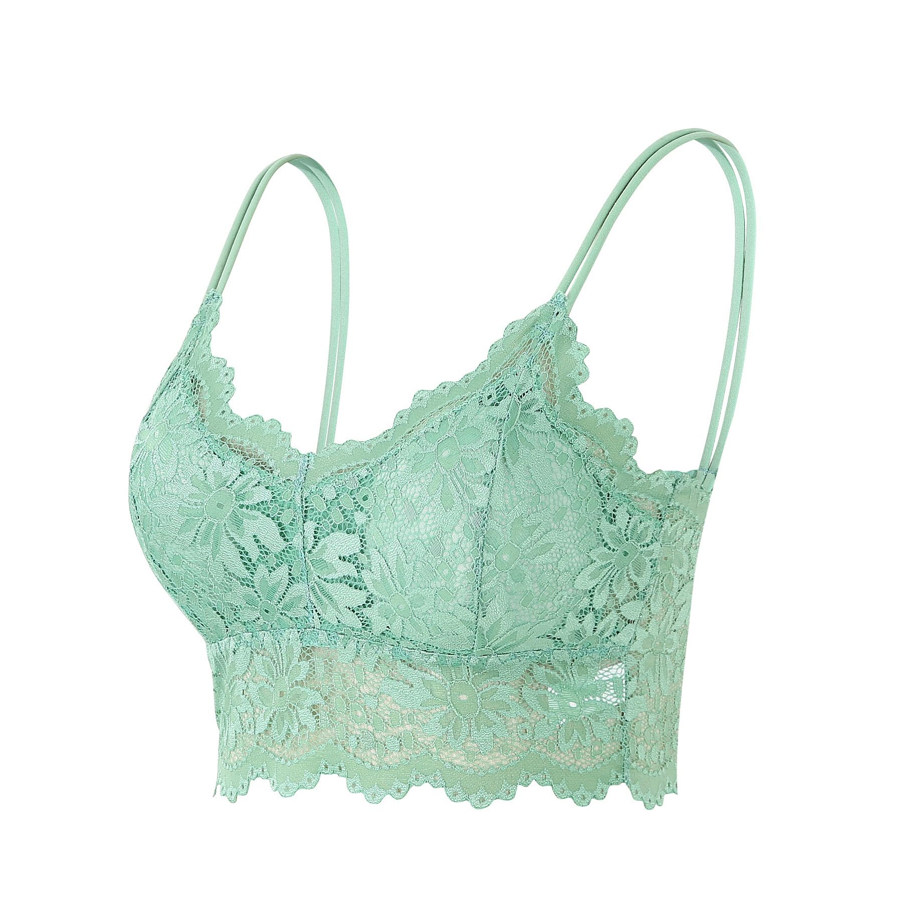 Maiclaice Women Lace Bralettes Padded Soft No Underwire Bra