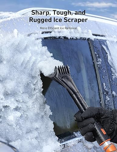 Vista 29 de AstroAI - Rascador de hielo y cepillo extensible para nieve Naranja