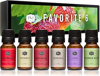 P&J Fragrance Oil Favorites Set | Strawberry, Lilac, Cucumber Melon, Coconut, Gardenia, Woodbine Candle Scents for Candle Making, Freshie Scents, Soap Making Supplies, Diffuser Oil Scents