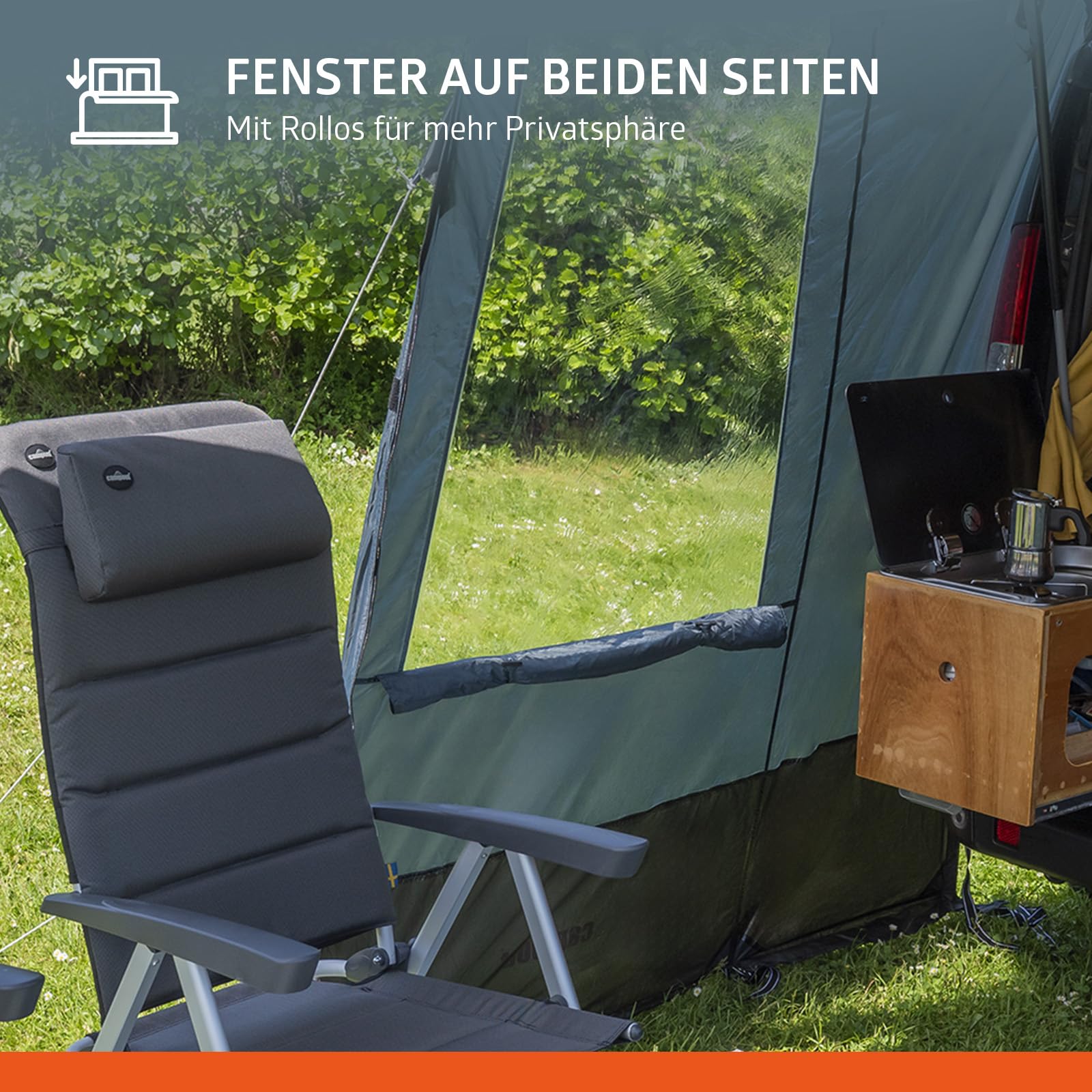 Campout Auto Heckzelt – Heckklappenzelt Camping – 3000 mm Wasserdicht – Zusätzlicher Wohnraum – inkl. Vordachstangen – Anbauhöhe 175–190 cm