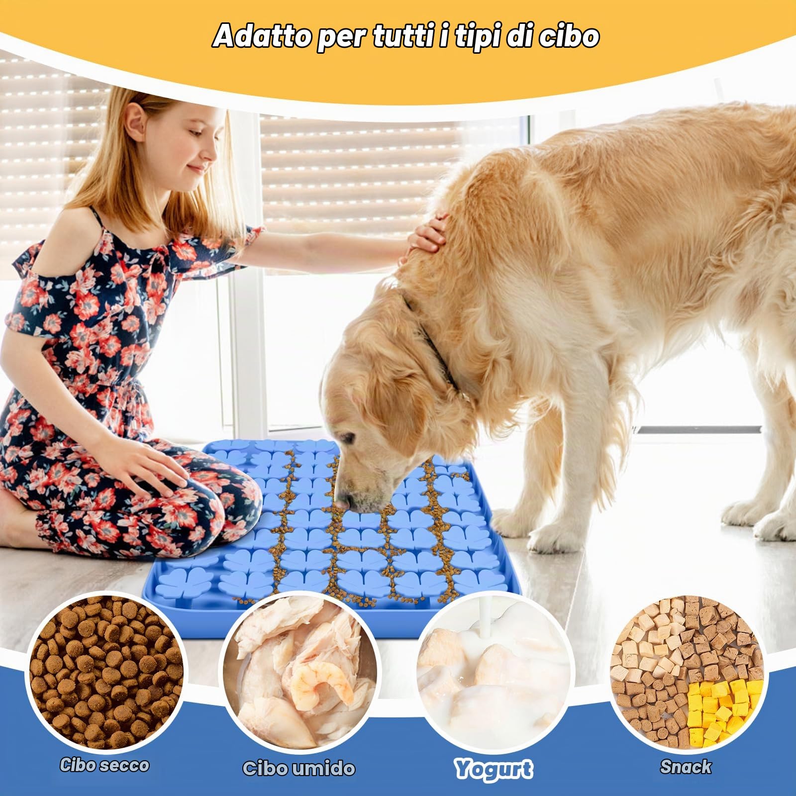 24''x16'' silicone tappetino interattivo per cani/gatti alimentazione lenta, favorisce la ricerca naturale del cibo, allenamento degli odori e mangiare lentamente (blu)