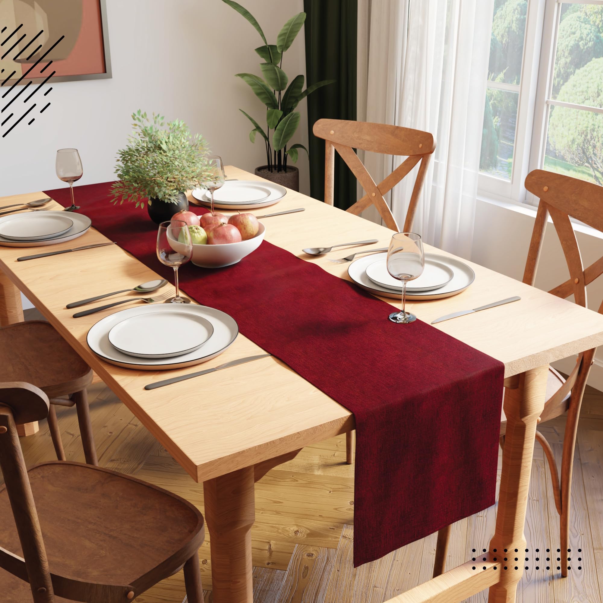 Encasa XO Runner de table de salle à manger pour 4 Seater I Taille 32 x 150 cm | - Floral Beige Impression de style Jacquard sur coton maison | Couleurs rapides