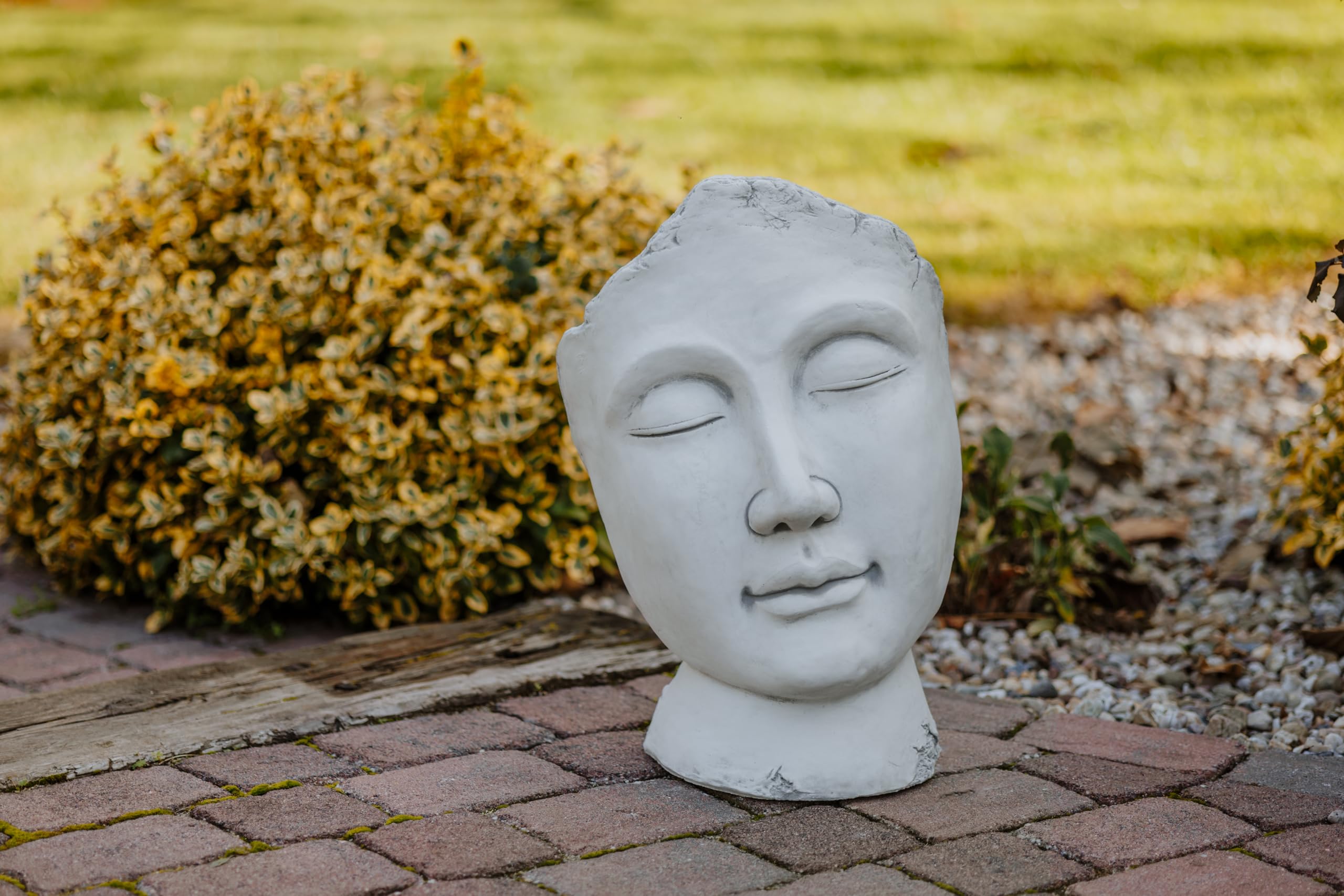 gartendekoparadies.de Büste Skulptur Gesicht, H. 59 cm, 48 kg, Grau, frostsicher aus Steinguss für Außenbereich