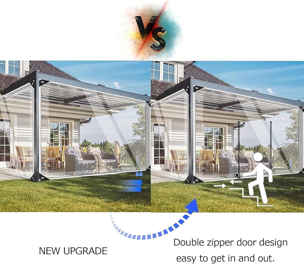 Amazon.com: Outdoor Tarp Curtains with Zipper Door, Waterproof 0.5