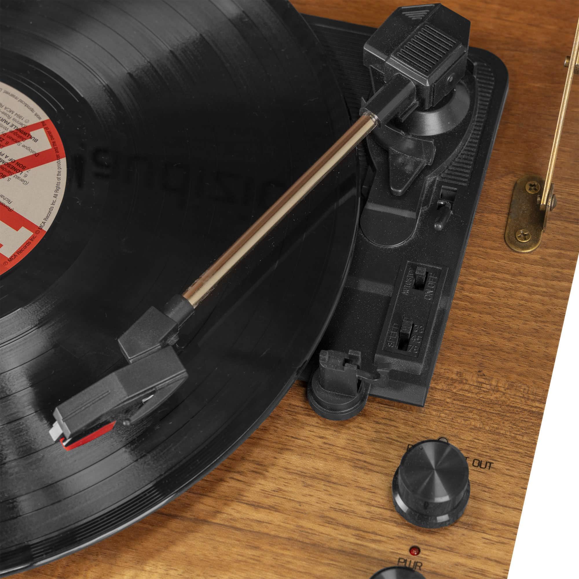 Audizio Fremont - Giradischi retrò con gambe, ingresso Bluetooth, registrazione vinile a MP3, supporto rimovibile, altoparlanti stereo integrati