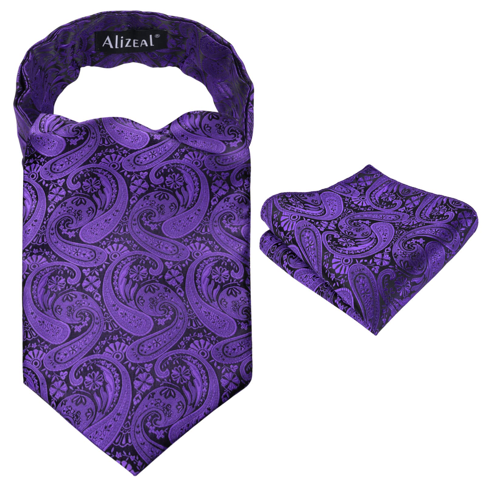 Alizeal Mens Self-tied Cravat Tie Ascot and Pocket Square Set