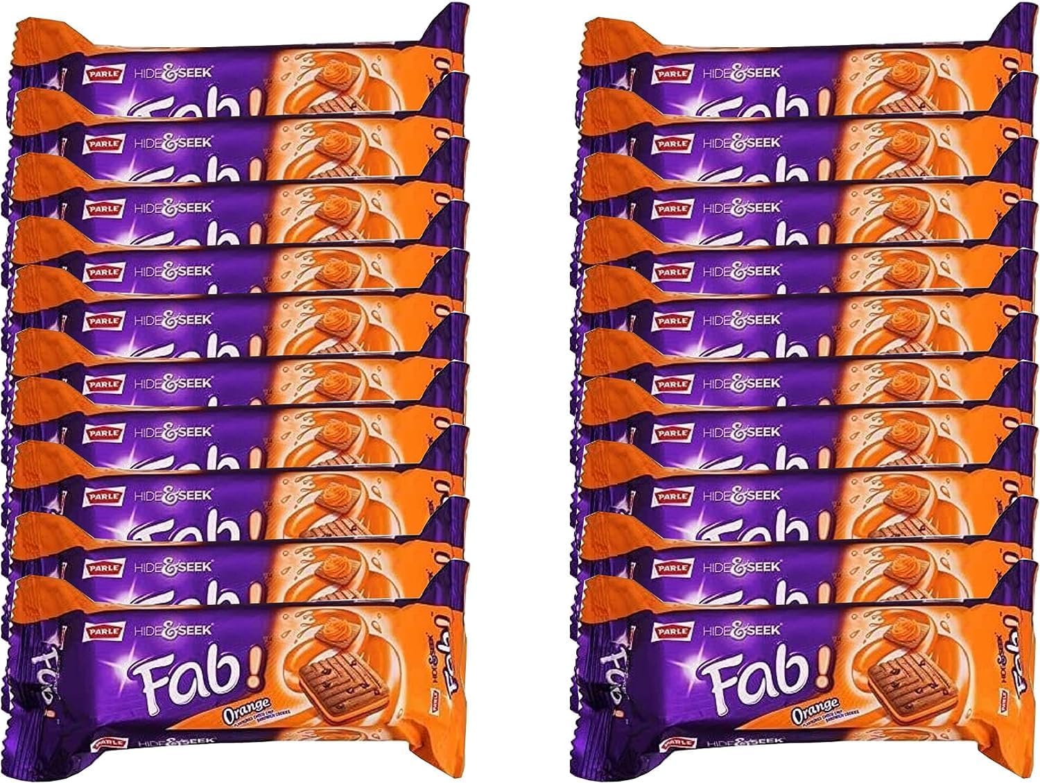 Parle Hide & Seek Orange Fab Biscuits - Crispy & Crunchy Tea Time Sandwich Biscuit Bars - Orange Cream Filled Biscuits for Snacks for Kids (Hide & Seek Fab Orange 112g_P20)