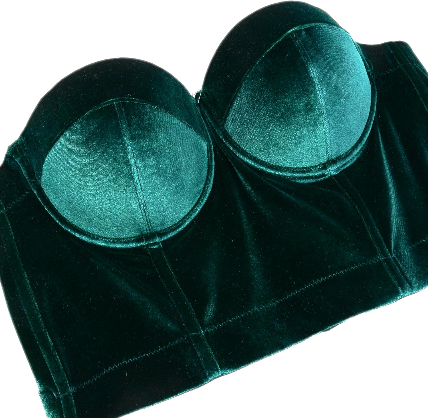 ELLACCI Velvet Soft Bustier Crop Top Push Up Women's Corset Top Bra Green - Image 6