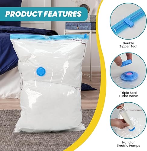 Miniatura 3 de YSSOA Bolsas de almacenamiento al vacío, paquete de 8 bolsas de almacenamiento al vacío jumbo que ahorran espacio, bolsas de sellado al vacío para