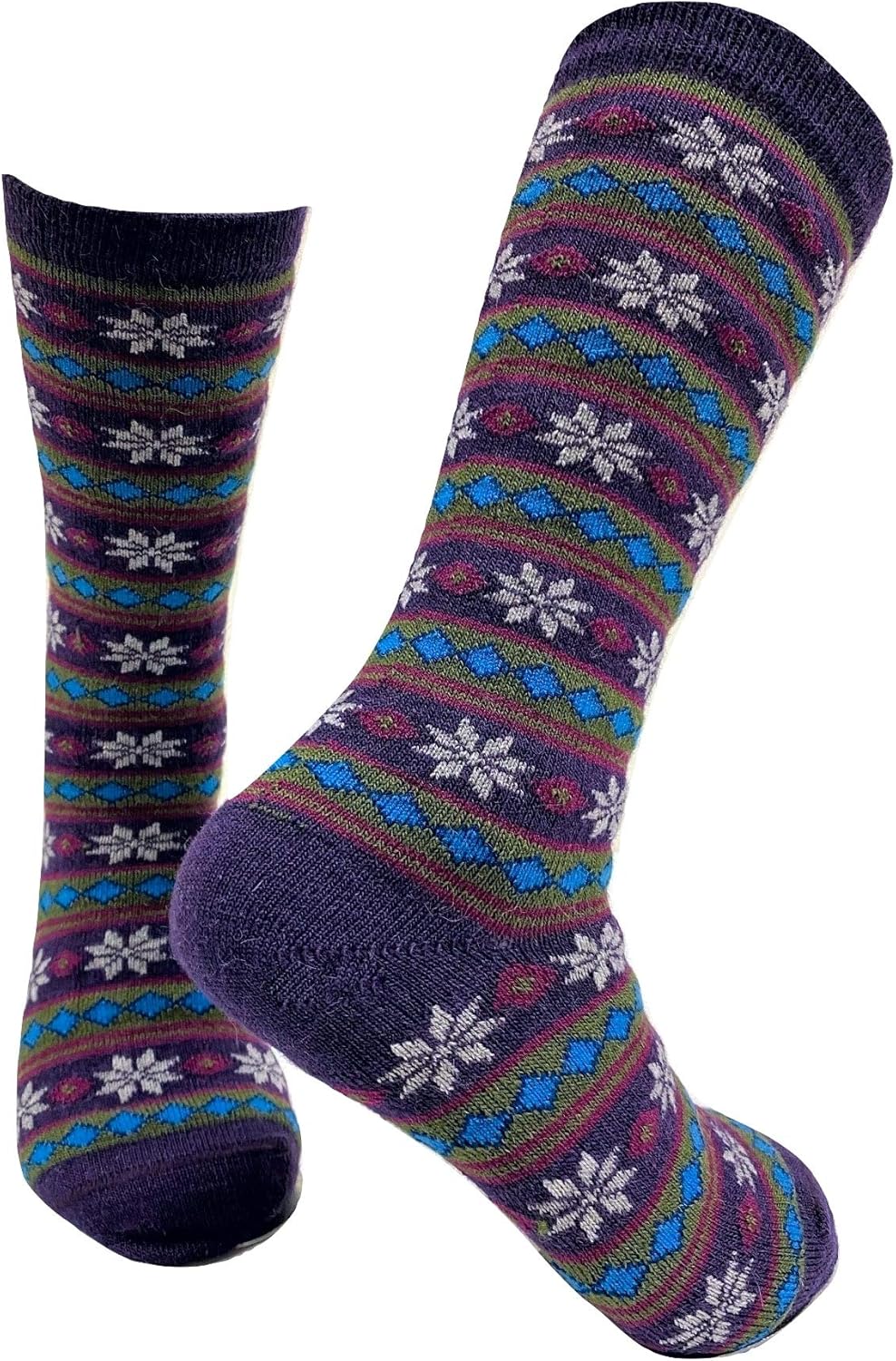 Alpaca Arte Alpaca Wool Designer Socks are Cozy, Warm & Colorful - Starry Stripe Purple L