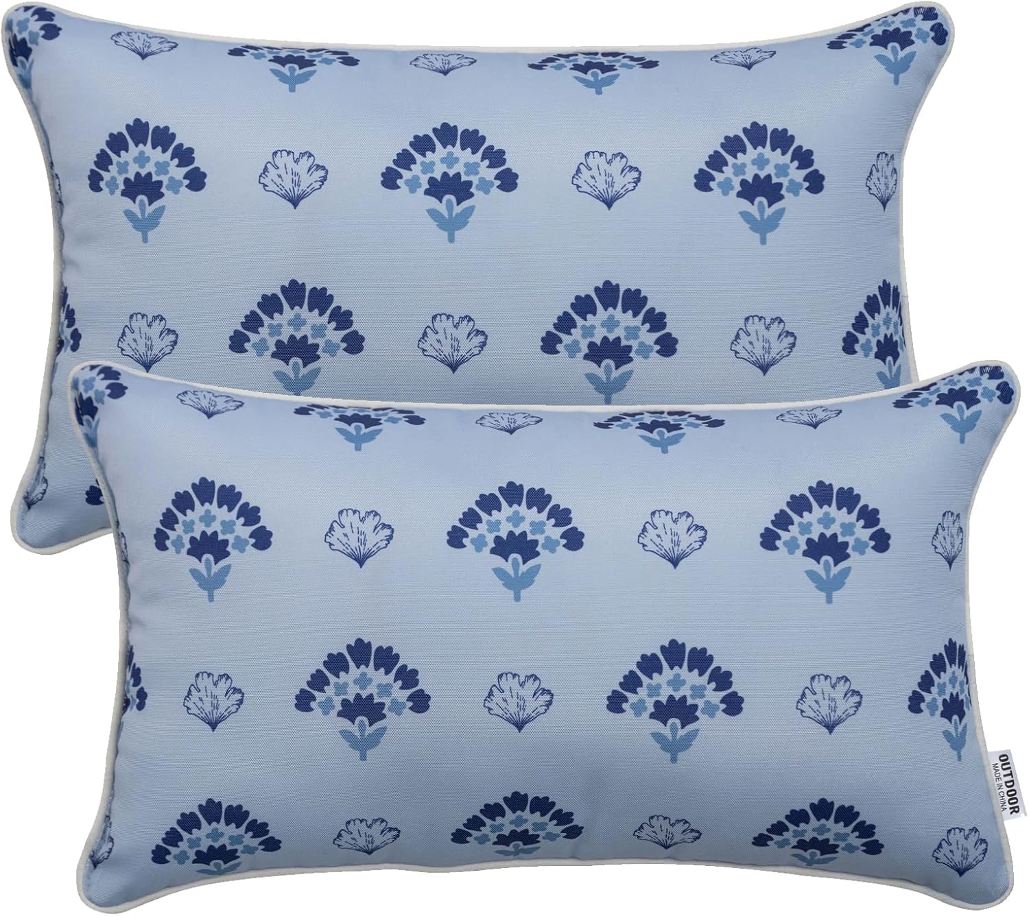 pack of 2 patio lumbar pillows, 12"x20" fade resistant outdoor waterproof lumbar pillow with inners, decorative garden lumbar cushions for home patio terrace sofa use kalmia latifolia