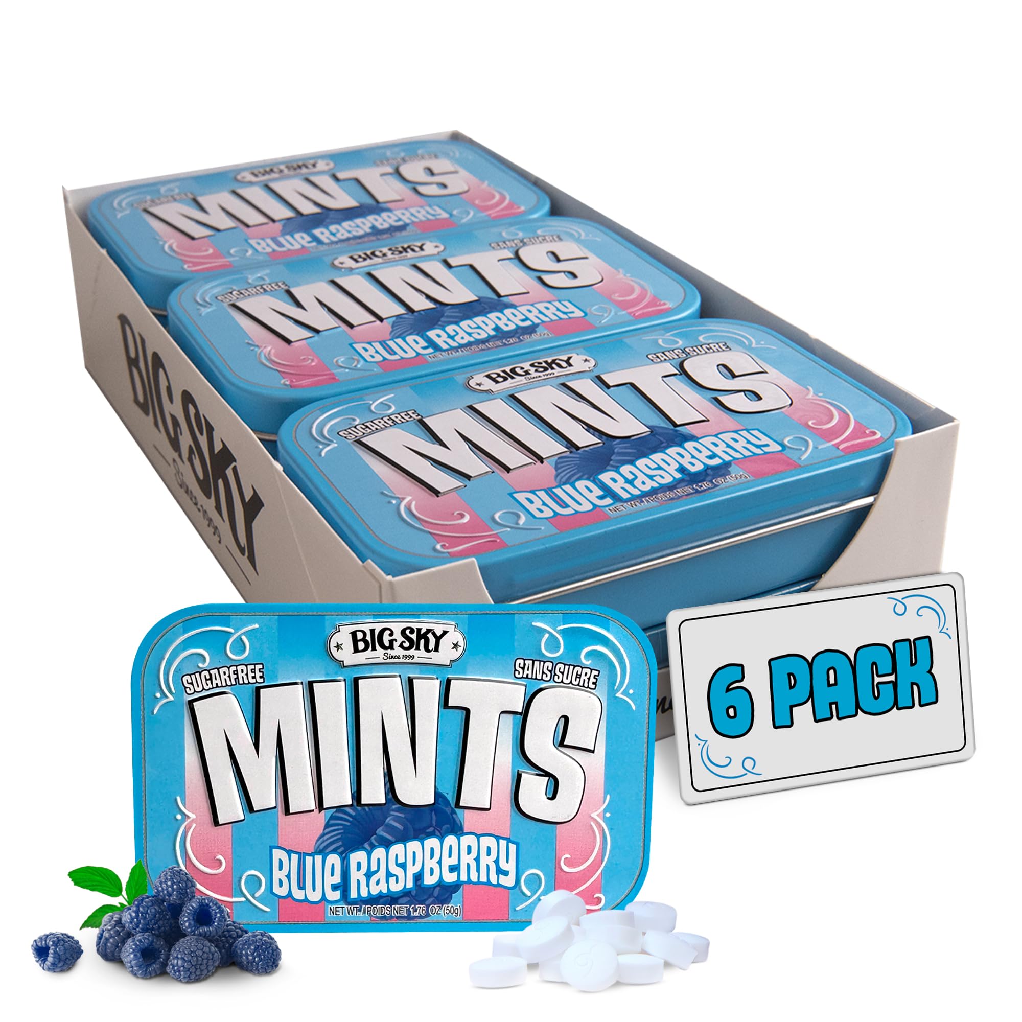 Amazon.com : Big Sky Sugar Free Blue Raspberry Mints - 50 Count