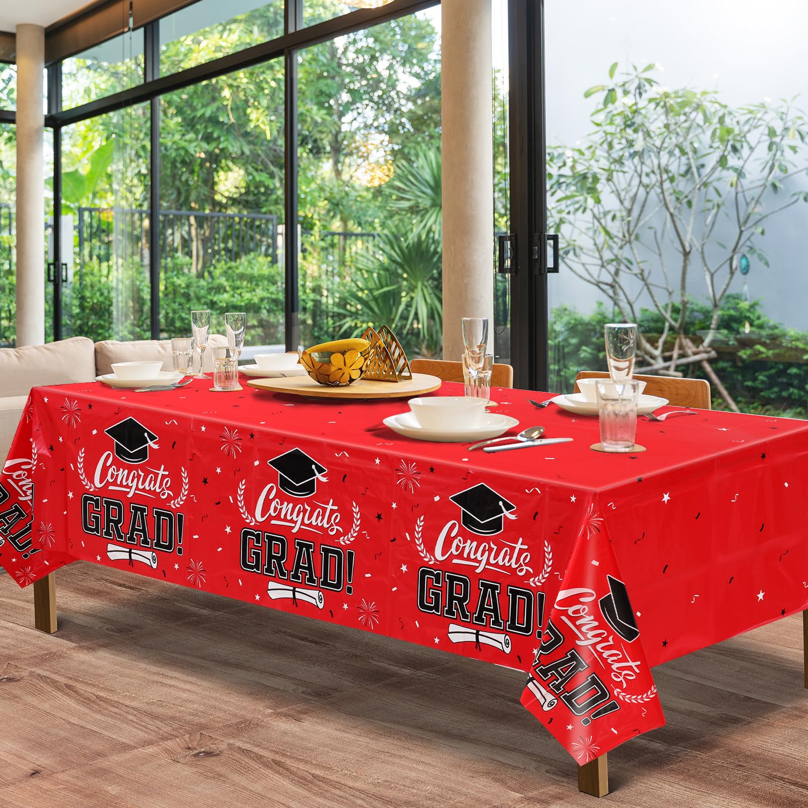 Grad Table Linen Snapklik.com : Graduation Decorations 2025,3 Pcs Plastic Red Table ...