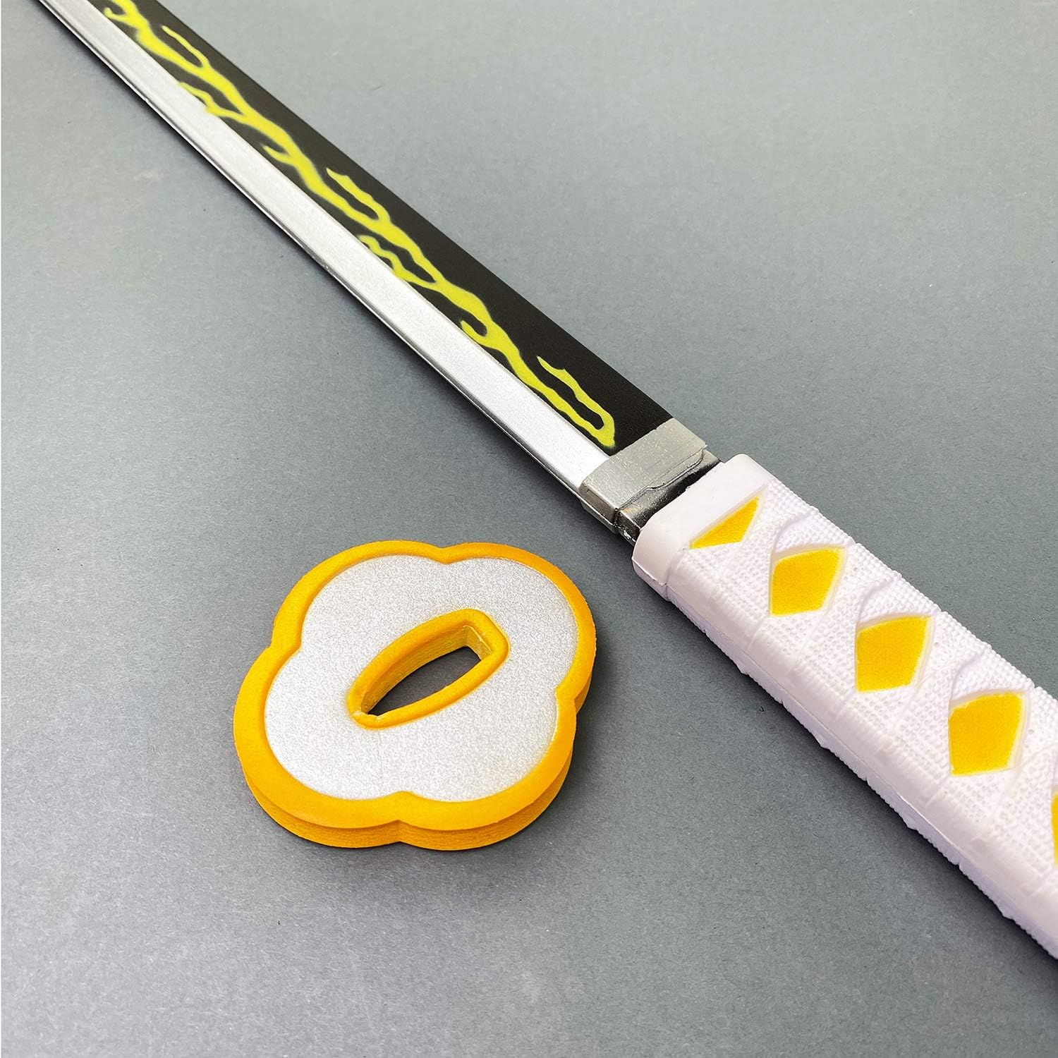 Fantasy Slayer Foam Sword Lighting Foam Katana Props Replica. for Collections, Gifts, Cosplay for Anime Shows White-Yellow