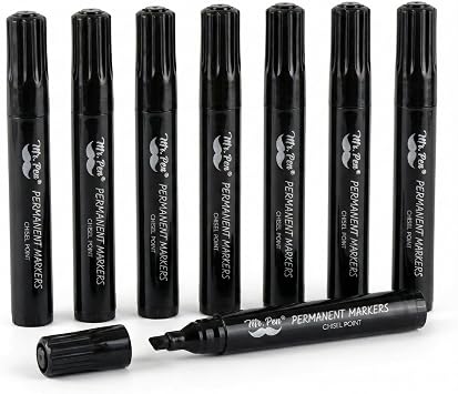 Mr. Pen- Black Permanent Markers, 8 Pack, Thick Markers, Chisel Tip Permanent Marker Chisel Tip Black Marker
