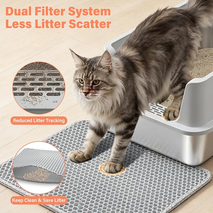 Arenero para gatos de acero inoxidable XL con tapa miniatura 4