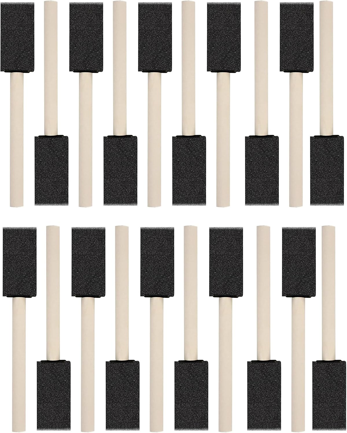 WAFJAMF 10 Pack Poly Foam Paint Brushes 1 Inch Sponge Painting Brushes Wood Handle Paint Sponges Set for Painting Cleaning