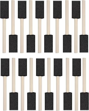 WAFJAMF 20 Pack Poly Foam Paint Brushes 1 Inch Sponge Painting Brushes Wood Handle Paint Sponges Set for Painting Cleaning