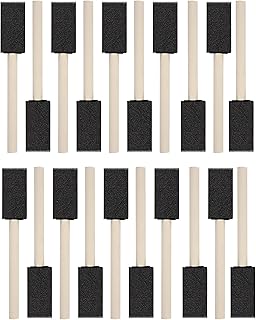 WAFJAMF 20 Pack Poly Foam Paint Brushes 1 Inch Sponge Painting Brushes Wood Handle Paint Sponges Set for Painting Cleaning