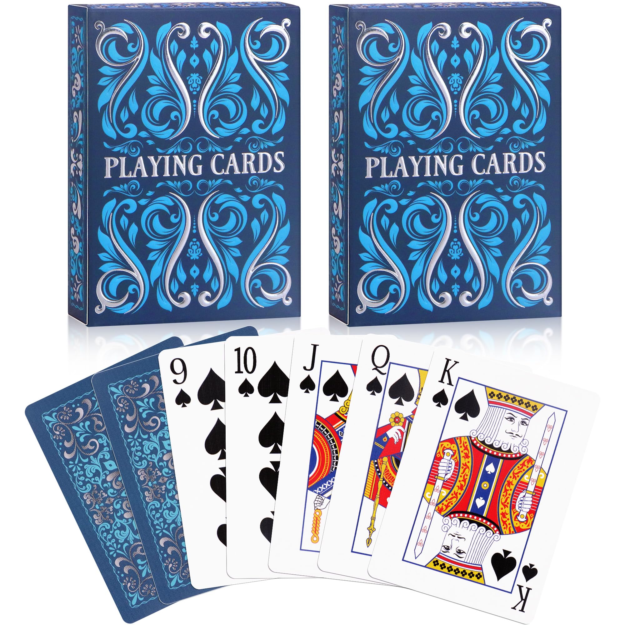 Aomaic Playing Cards 2 Pack Standard Index Playing Card Premium Poker Set Card Games for Adults Deck of Playing Cards for Travel Camping Family Games Night Party Games