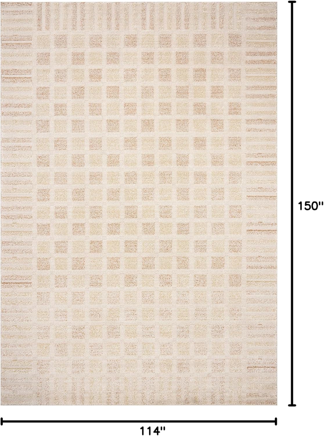 Loloi Chris Loves Julia Calvin Collection CLV-03 Bone/Natural 9'-6" x 12'-6" Area Rug Checkered Neutral Soft Living Room Bedroom Carpet