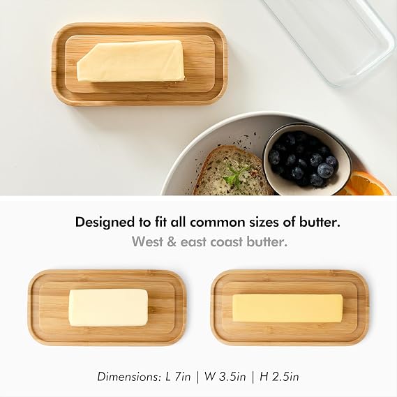 KIVY Glass butter dish with airtight lid