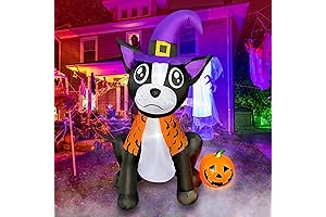 Spooky Halloween 4 FT Inflatable Bulldog with Jack-o-Lanterns