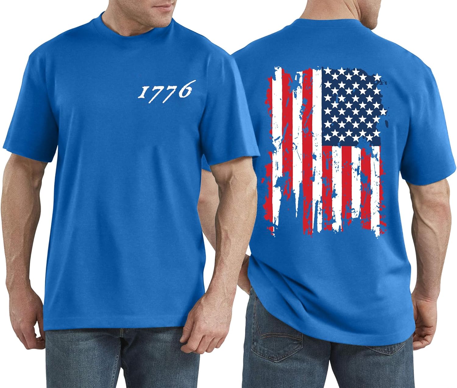 LAZYCHILD Mens American Flag Shirts: 4th of July T-Shirt USA Flag Patriotic Short Sleeve Memorial Day Tops