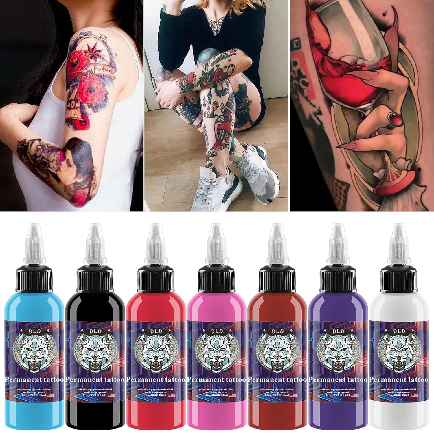 14 Colors 1oz Tattoo Ink Set - Premium Quality for Professional Artists - Organic Vegan Inks - Bold Bright Colors - Lining Black Included - Ideal for Tattoo Enthusiasts