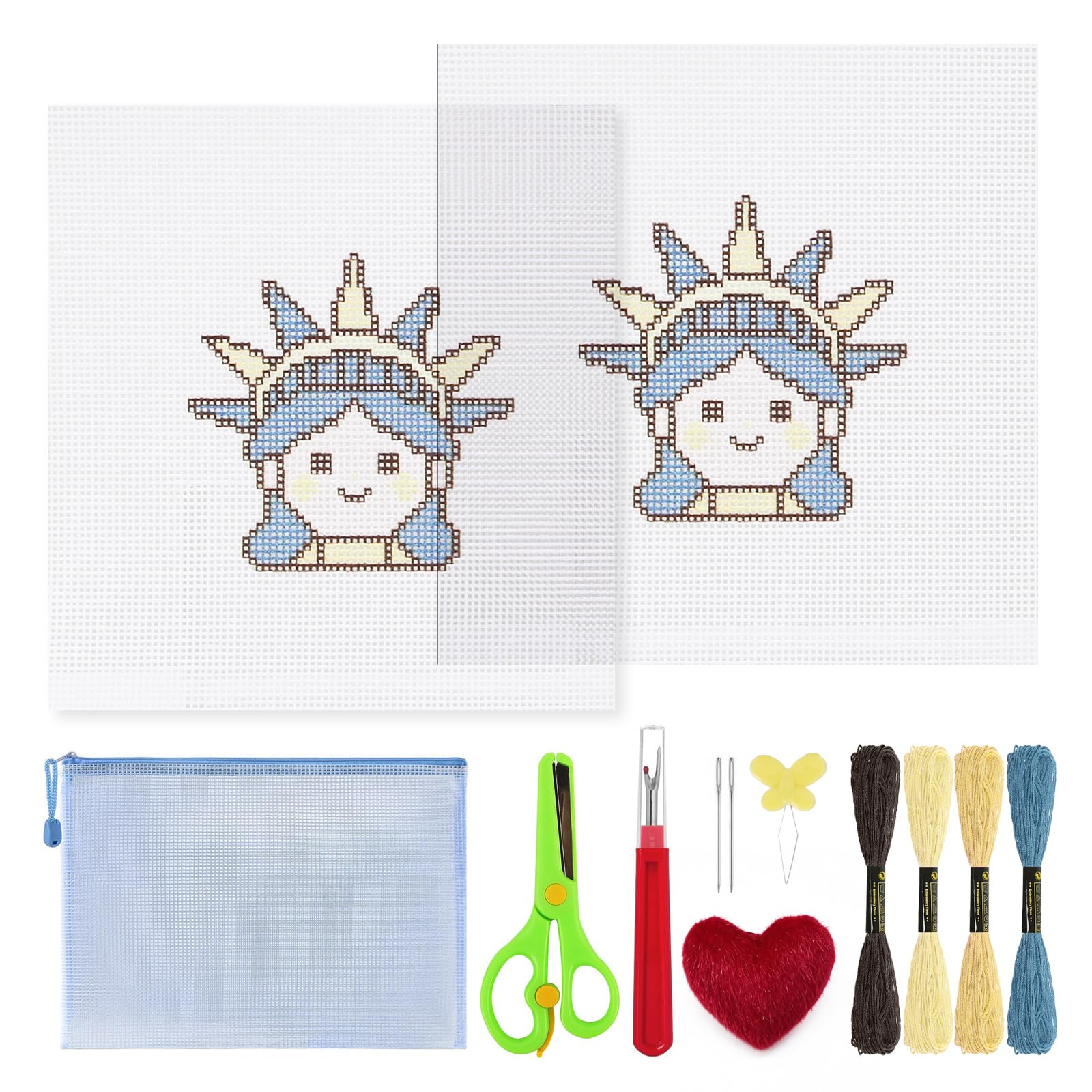13Pcs Lady Liberty 18 Mesh Needlepoint Canvas Kit for Beginners Adults