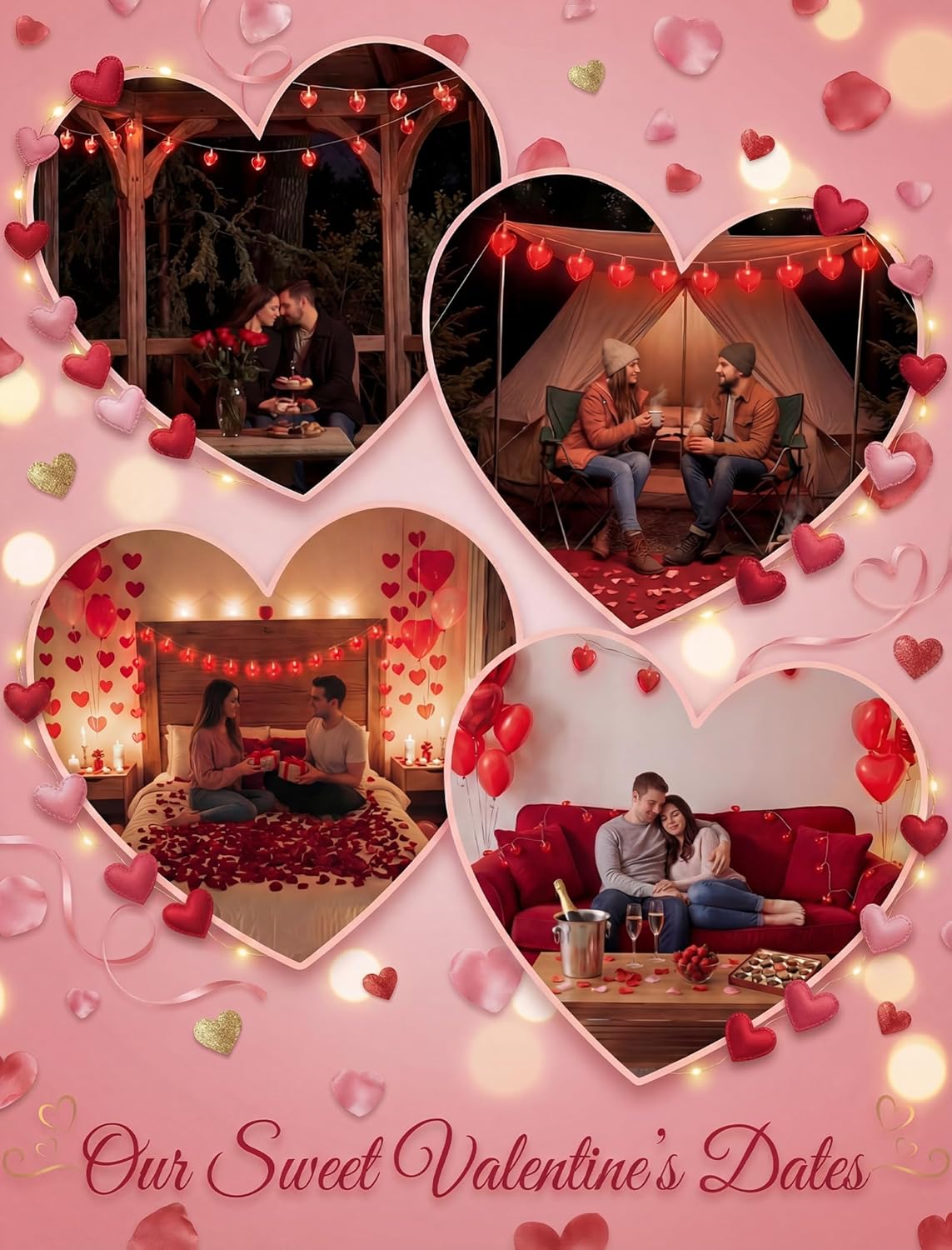 8.5Ft Heart String Lights, Valentines Day Decorations Lights with 10 Red Heart Lights, Plug in Fairy Heart Shape String Lights for Window Wedding Anniversary Bedroom Party Valentine's Day Decorations - Image 8