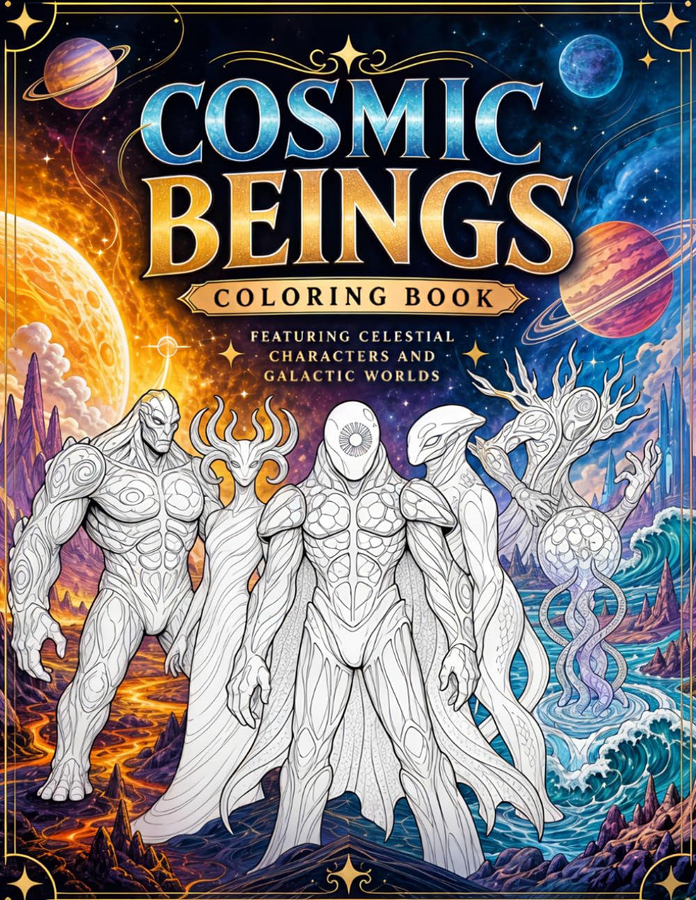 Cosmic Beings Coloring Book: Featuring Celestial Characters and Galactic Worlds