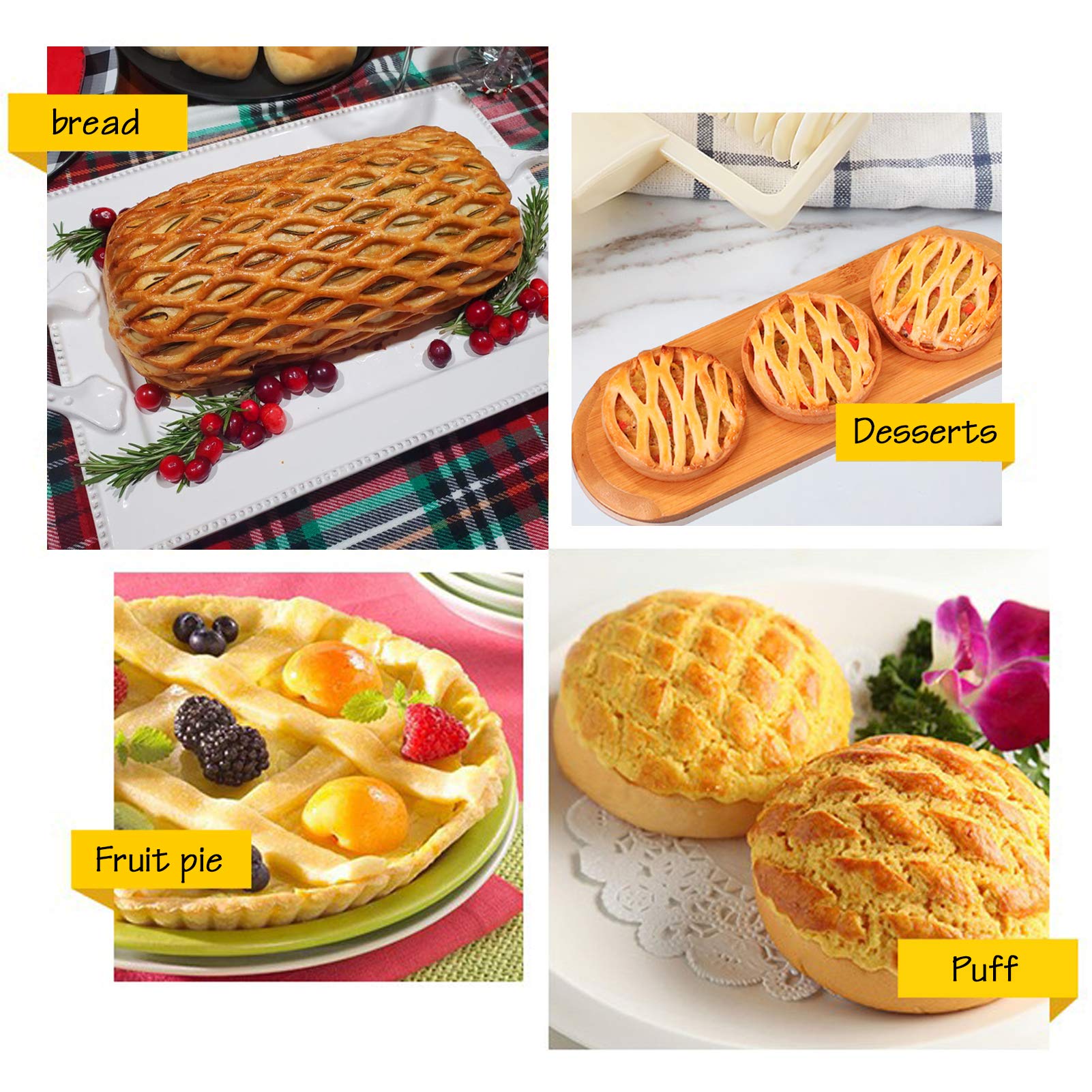 Cortador de rodillo de celosía, rodillo de masa de pizza de pastel de masa de celosía para el hogar herramientas de repostería (cortador de celosía de plástico)