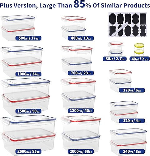 Miniatura 6 de Recipientes grandes de almacenamiento de alimentos de 52 piezas con tapas herméticas, materiales saludables, contenedores de plástico reutilizables